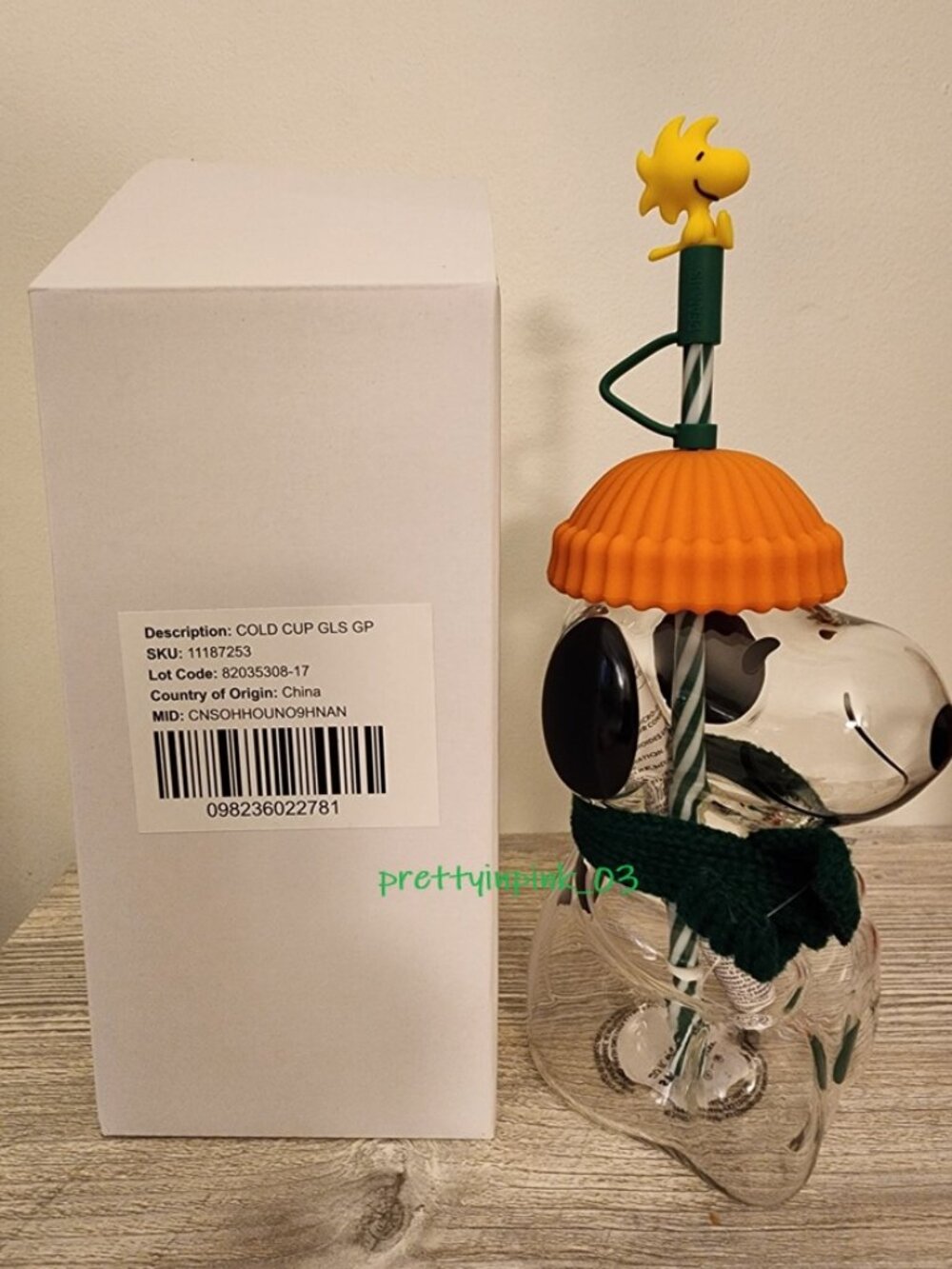 💚Starbucks x Peanuts SNOOPY Glass Cup NEW In BOX 🧡